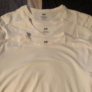 H&M white mens tshirts - slim cut